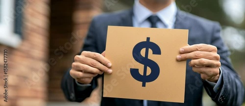 Professional holding dollar sign, representing financial success.