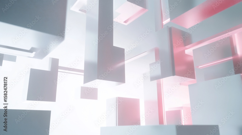 Fototapeta premium Abstract Minimalist Geometric Composition with Subtle Pink Illumination