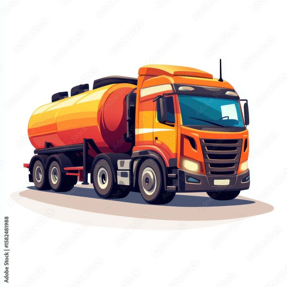 Fototapeta premium Oil Tanker Truck mockup isolated on white background. Fuel Truck mockup. Industrial Vehicle. Gasoline Tanker Truck. Heavy Oil Transport Truck. Oil Tanker Design Element. Tanker Truck mockup isolated.