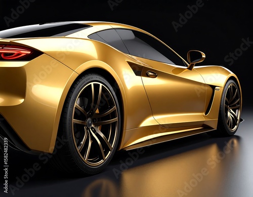 Golden sports car close-up