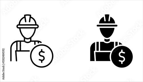 Worker compensation icon set. Supplemental insurance on white background
