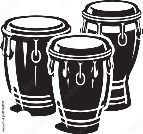 Bongo drums silhouette icon vector