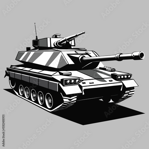 Isolated vector illustration of a green Soviet T-34 tank, a heavy armored military vehicle with a powerful gun, perfect for depicting war and battle