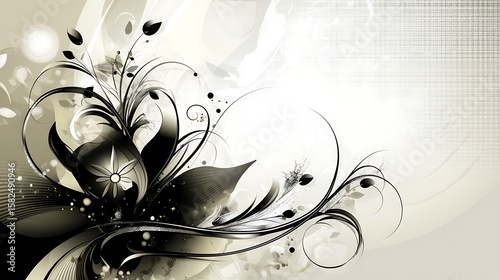 Abstract floral design in black and white