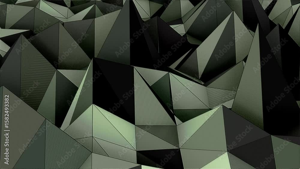 abstract silver triangle background. Abstract background with polygonal surface from concrete or plastic and metallic lines and spheres as net. Animation of seamless loop.	
