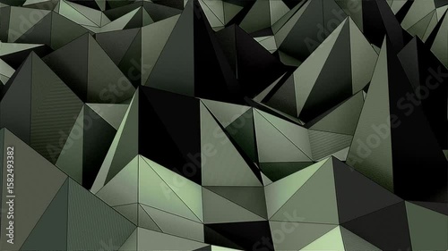 abstract silver triangle background. Abstract background with polygonal surface from concrete or plastic and metallic lines and spheres as net. Animation of seamless loop.	
