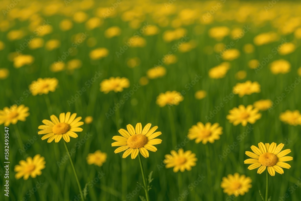 Fototapeta premium Sunflower meadow with bright yellow blooms