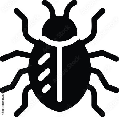 Black beetle icon in modern flat style