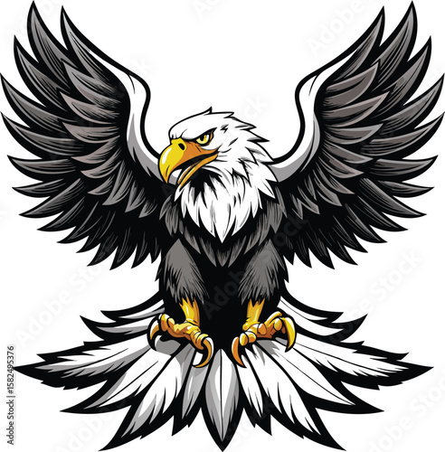  a majestic wildlife design featuring a soaring hawk or a detailed head for a powerful mascot