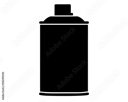 A simplified black and white illustration of an aerosol spray can
