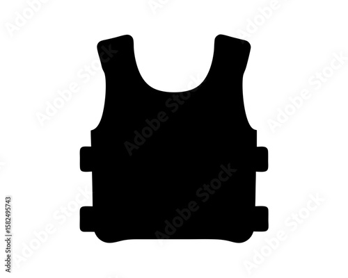 Silhouette of a black bulletproof vest providing protection and safety