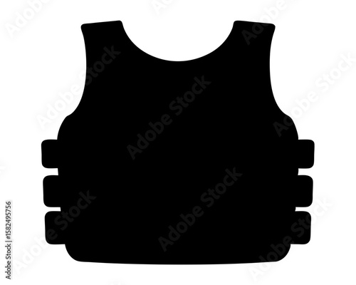 Stylized silhouette of a tactical ballistic vest or body armor garment