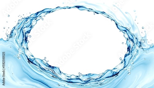 Creative water splash frame graphic for design and element use on a white backdrop
