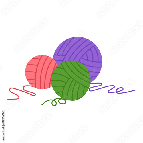 Set of yarn balls for knitting. Threads for sewing and knitting. Vector illustration.