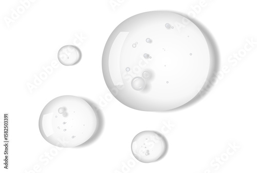 Realistic cosmetic serum drop texture of liquid drops serum gel or collagen skin care