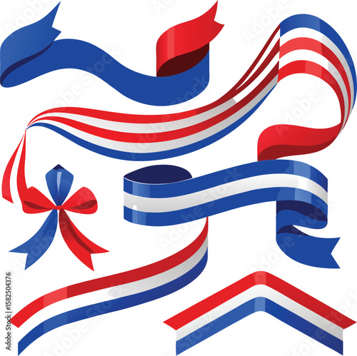 A patriotic vector illustration featuring a set of American flags with stars and stripes, symbolizing USA independence