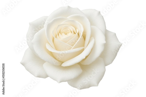Fototapeta Naklejka Na Ścianę i Meble -  Detailed shot of a pure white rose against a plain background with no shadows, highlighting its natural beauty.