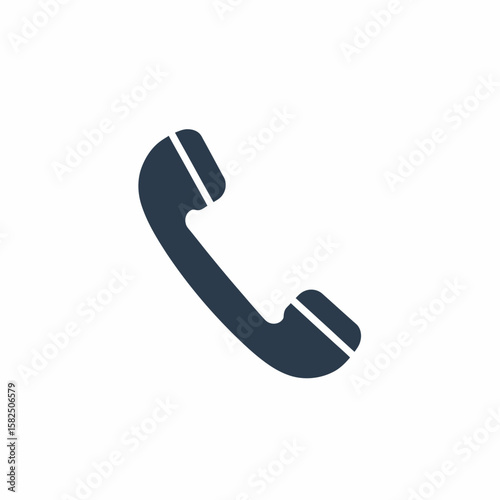 Simple, dark-gray telephone handset icon on a white background.