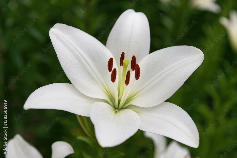 Fototapeta premium Detailed close-up of a white lily flower in bloom