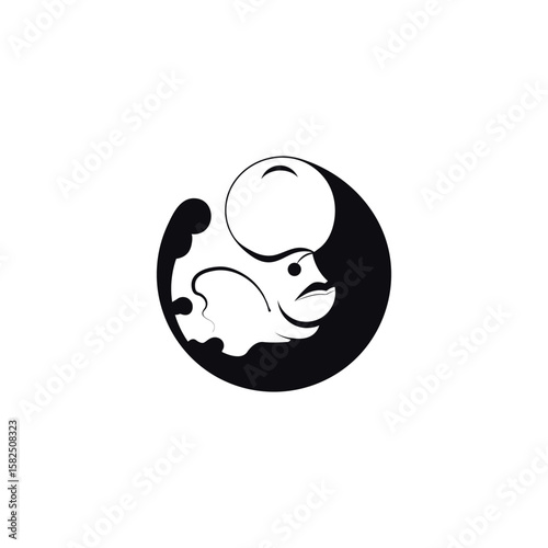  Flowerhorn Fish Logo Modern Abstract Fish 
