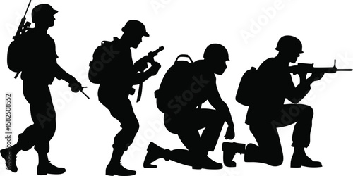 Dynamic vector silhouettes of people dancing, running, and engaged in various sports, including men, women, and children, capturing the art of human action and fun