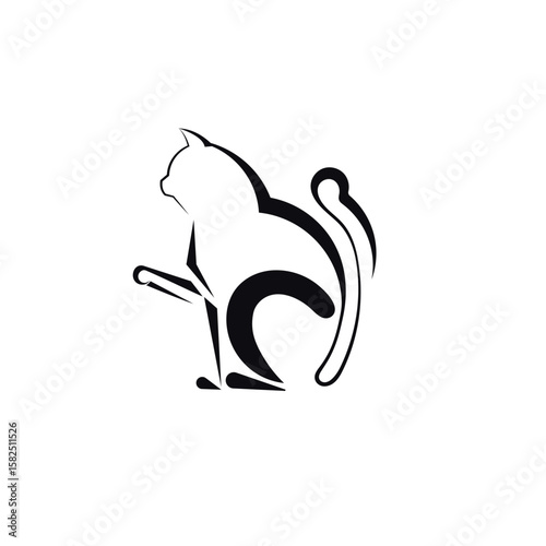 Cat Logo Modern Animal Silhouette Vector
