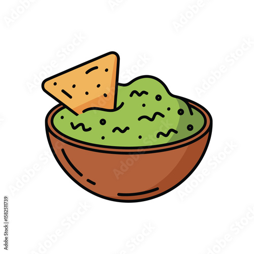 Mouthwatering Nacho Vector Illustration isolated on white background. Delicious vector illustration of nachos image features a heaping pile of golden tortilla chips, diced tomatoes,