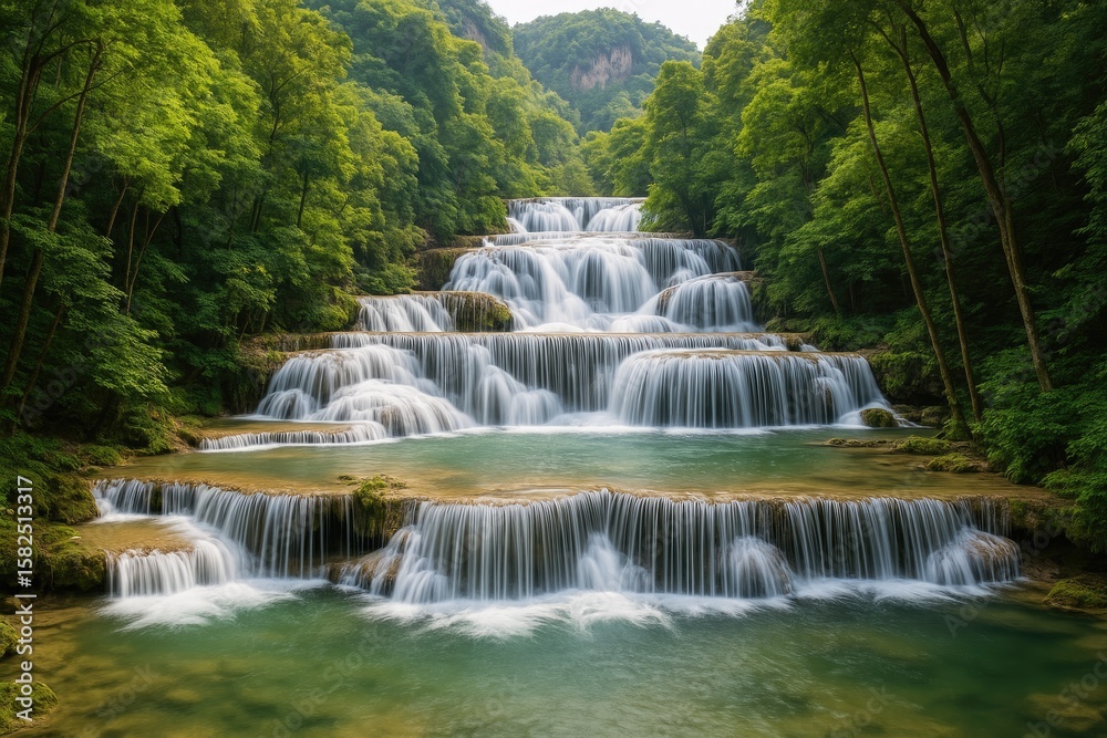 Obraz premium Majestic cascades within a protected natural area