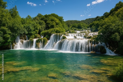 Majestic cascades within a scenic national park