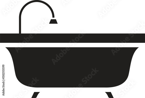 bath tub with shower icon isolated on white background