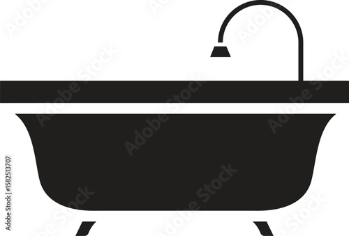 bath tub with shower icon isolated on white background
