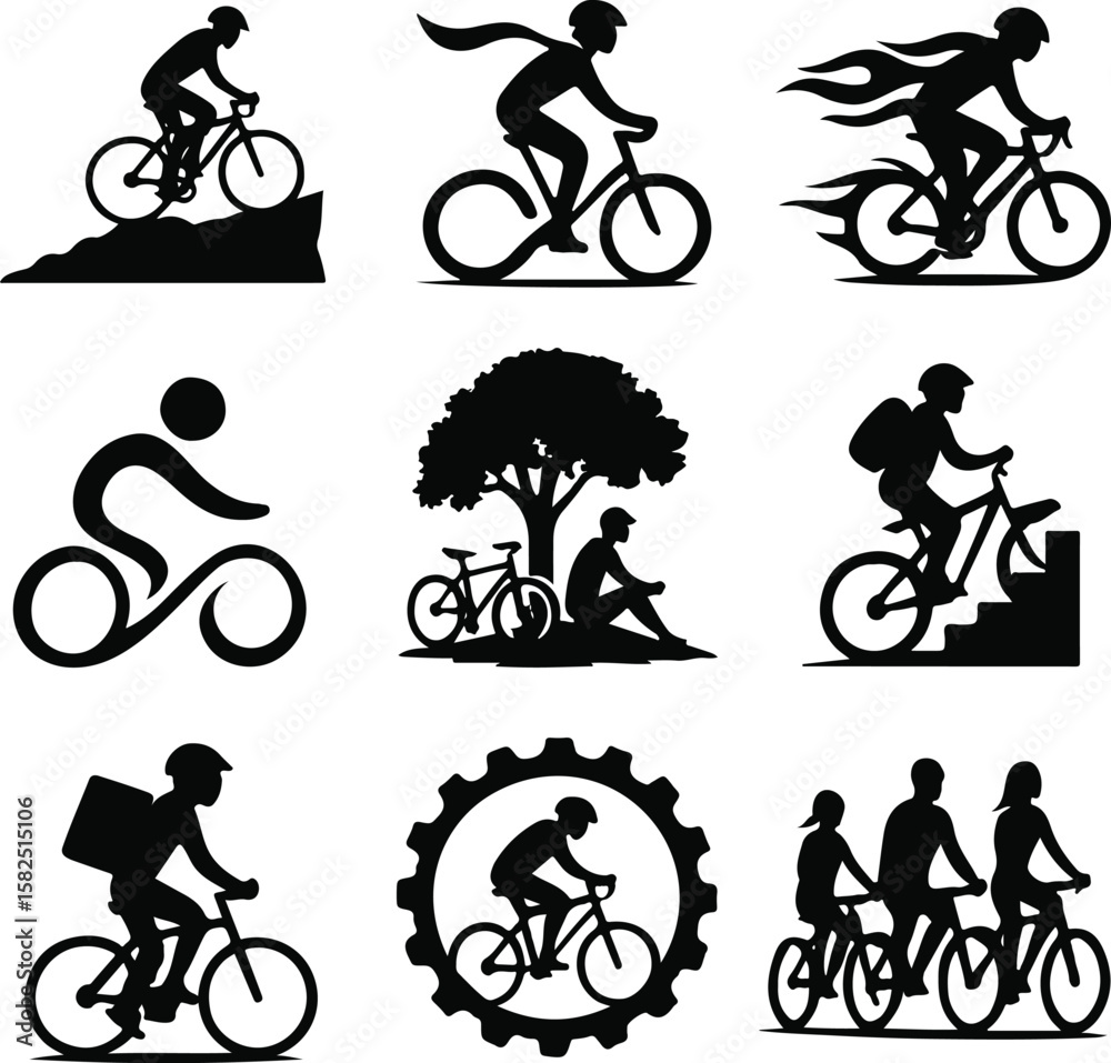 Obraz premium Pedal Chronicles – Nine Silhouettes in the Language of Motion