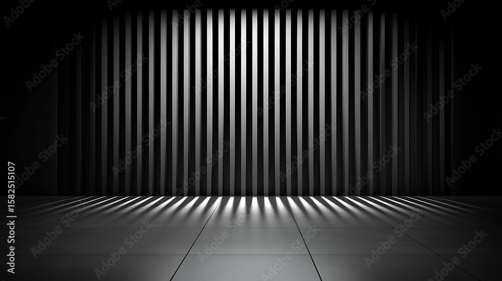 Dark room with vertical stripes and spotlight Dark room with vertical stripes and spotlight