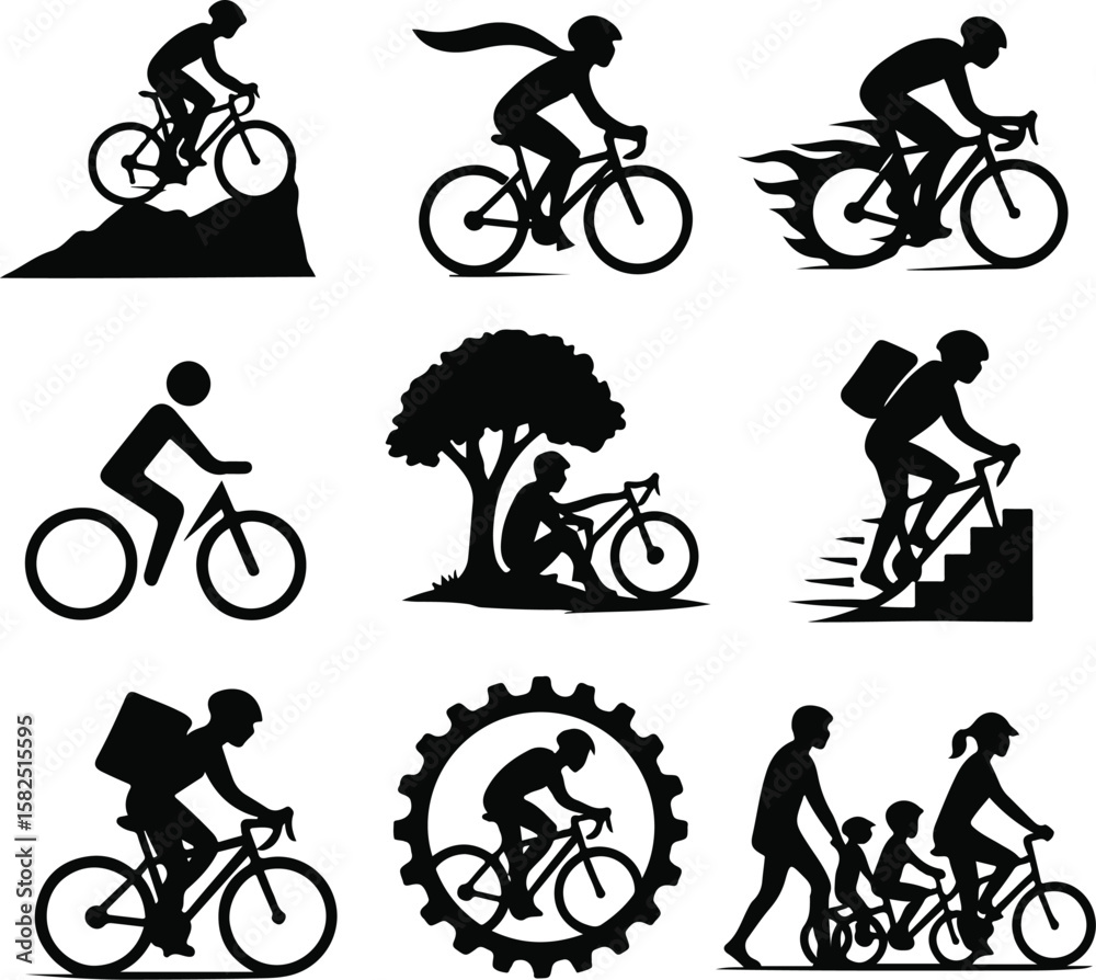 Fototapeta premium Tales on Wheels – Silhouettes of Nine Emotional Journeys
