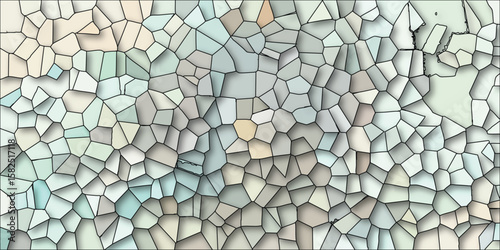 Abstract stained glass effect background with a variety of colorful and geometric polygonal shapes a creative artistic design.