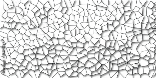 Abstract voronoi diagram background with black lines and soft shadows representing cellular structure for design or science