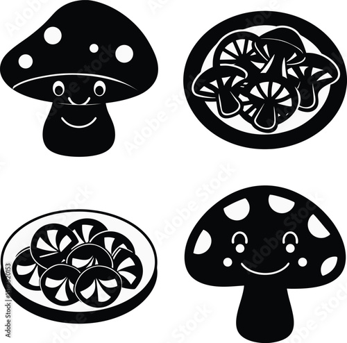 Mushroom Vector Illustration Set