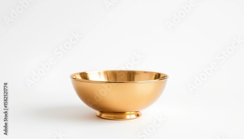 Elegant Golden Bowl Isolated on White Background for Culinary and Design Use