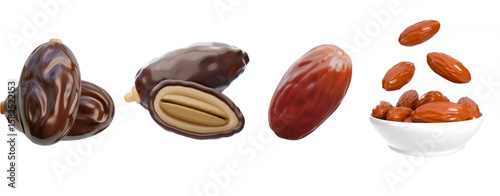 Set of 3d dates fruit vector with various style for design