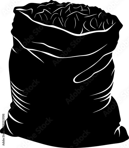 Full Black Sack of Granules or Small Objects Illustration