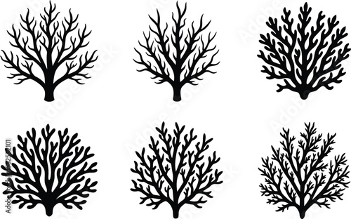 Silhouette Fire Coral Vector Illustration