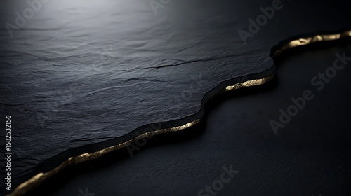 Dark stone slab with gold trim