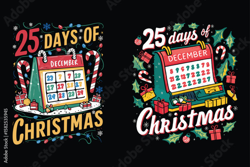 Christmas countdown calendar festive design december