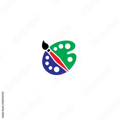 Abstract art logo with brush and colorful palette design