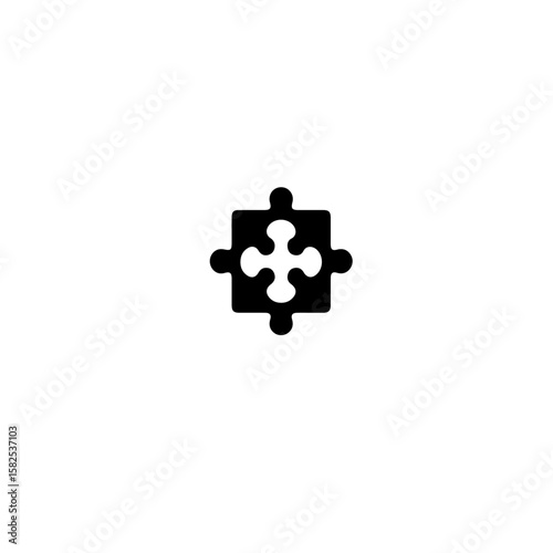 A black puzzle piece icon on a white background simple
