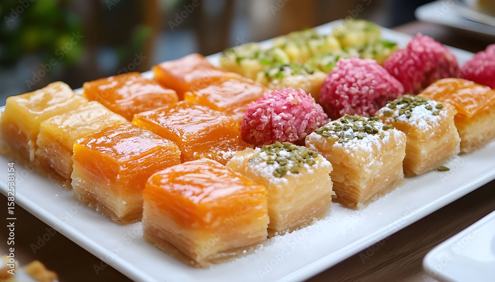 Turkish sweets on a white dish Turkish sweets on a white dish