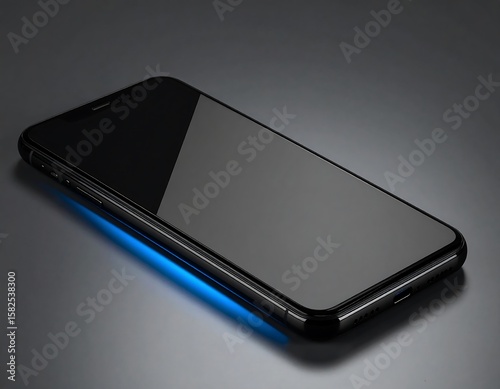 Wallpaper Mural Sleek black smartphone with blue light Torontodigital.ca