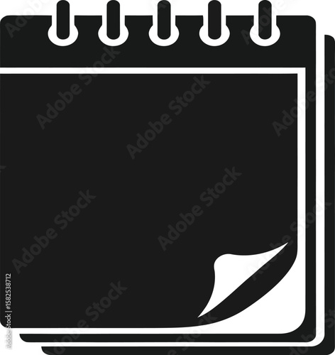 Black and white vector illustration of a calendar with blank pages and a spiral binding at the top.