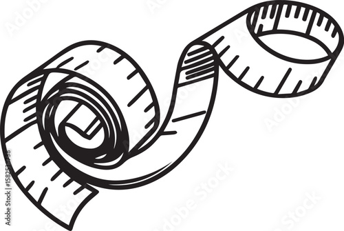 Coiled measuring tape black and white