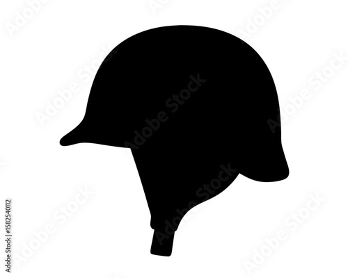 Silhouette of a vintage military helmet protecting the soldier's head